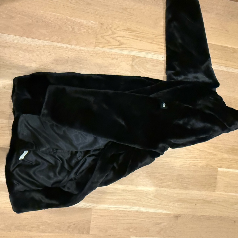 Aldo Black Trench Coat with Luxurious Velvet Finish